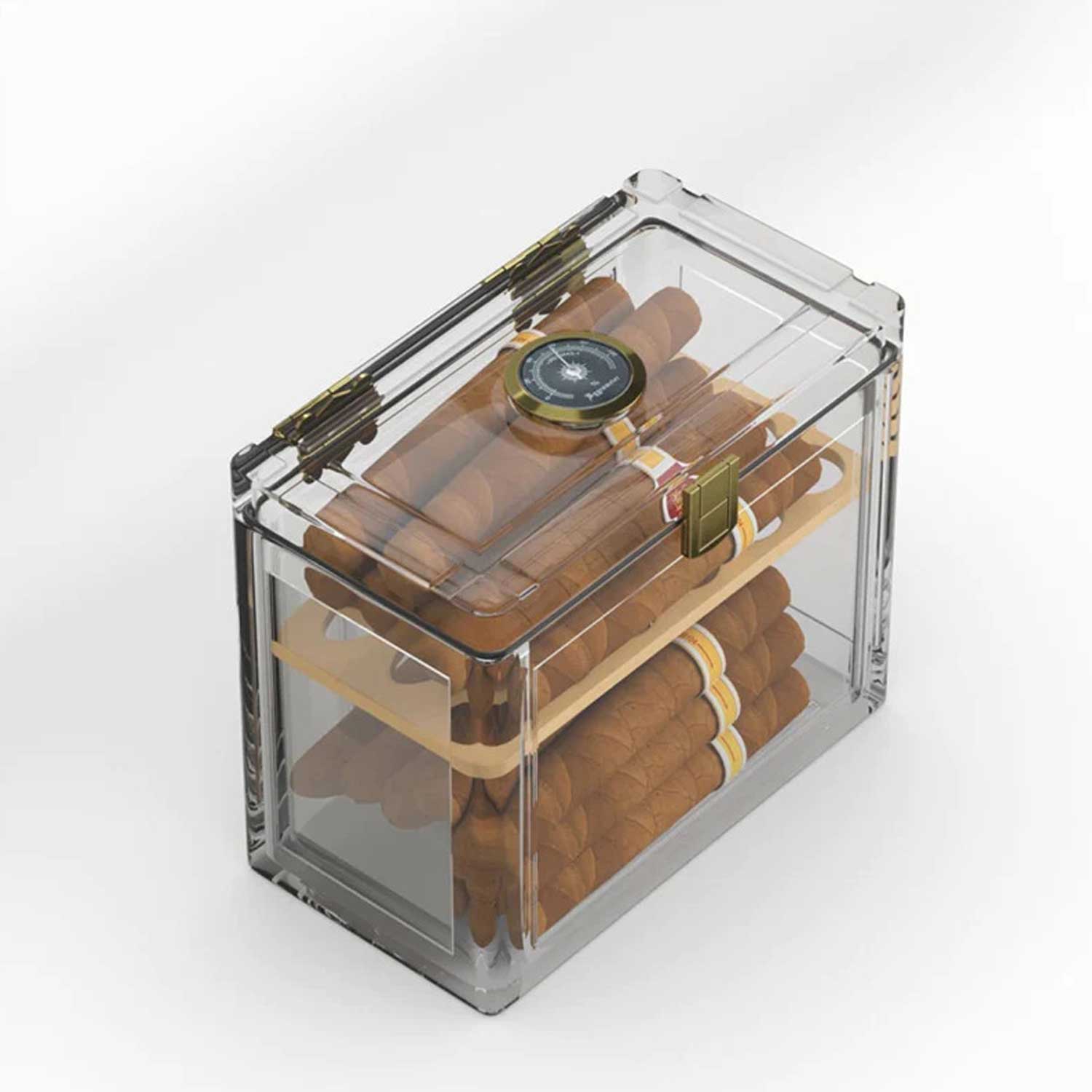 Acrylic Cigar Humidor with Humidifier and Hygrometer-Benjamin