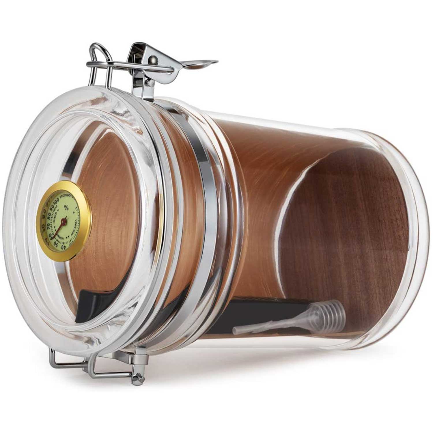 Acrylic Humidor Jar with Humidifier and Hygrometer-Benjamin