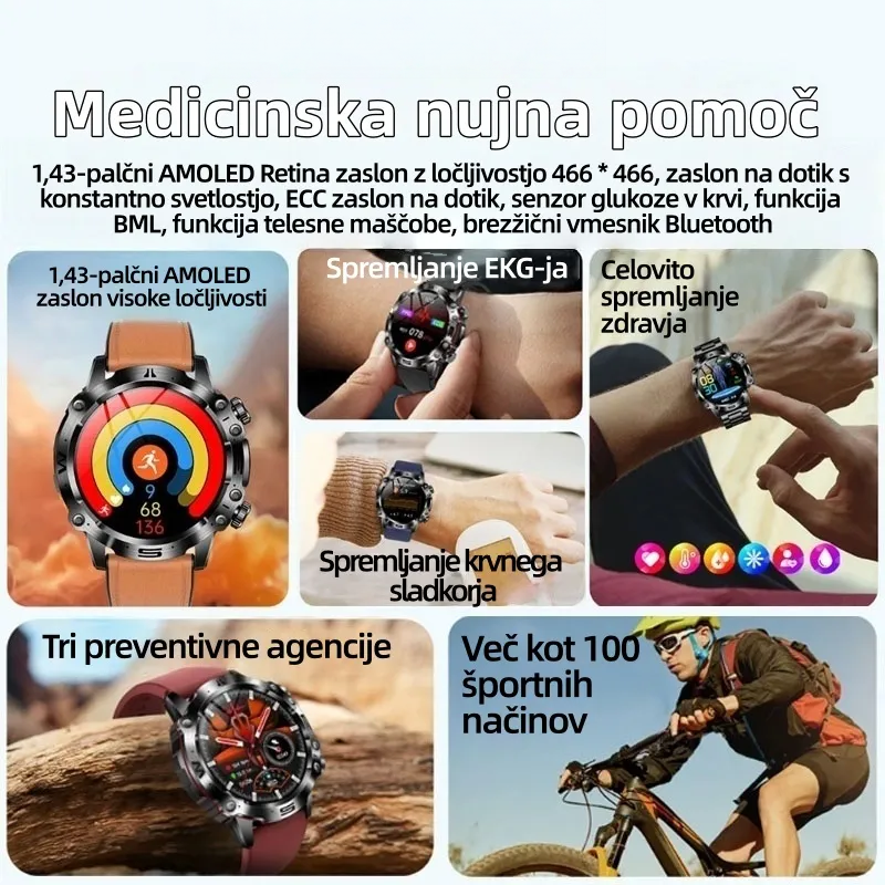 Pametna zdravstvena ura, ki lahko meri elektrokardiograme in pulzne valove s fotopletizmografijo (PPG) ter spremlja krvni sladkor, krvne lipide in sečno kislino.