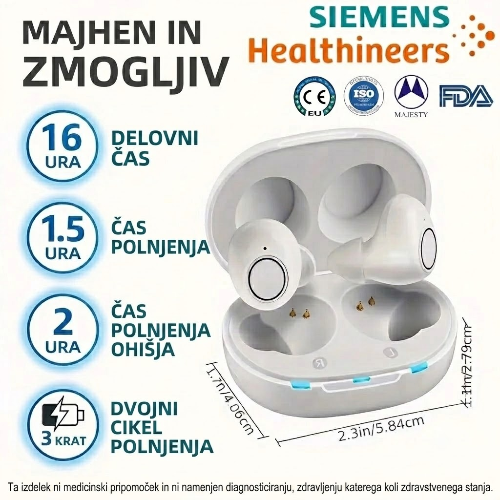 SIEMENS JH-A39 - Slušni aparati brez recepta, odobreni s strani FDA, polnilniki, dolga življenjska doba baterije, polnilni etui USB, popolna izkušnja nošenja.