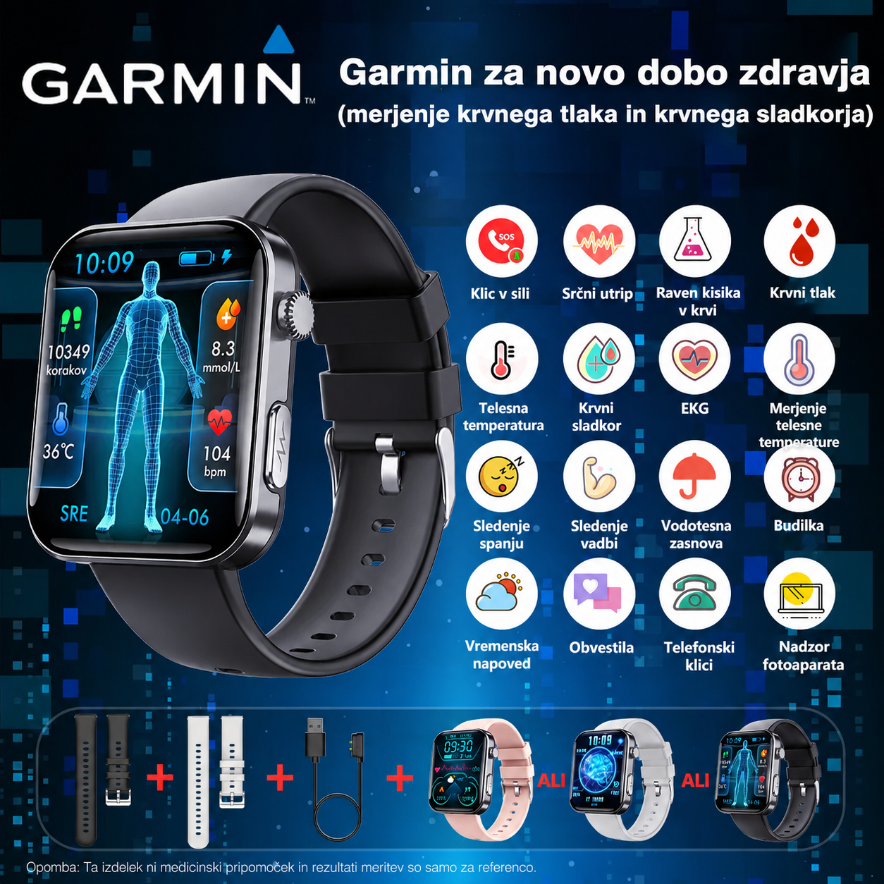 Pametna ura GARMIN z umetno inteligenco za spremljanje zdravja ⌚️ Nova posodobitev za leto 2026! Inteligentno merjenje EKG + PPG - krvni sladkor, maščobe v krvi in ​​sečna kislina v eni uri 🏃‍♂️