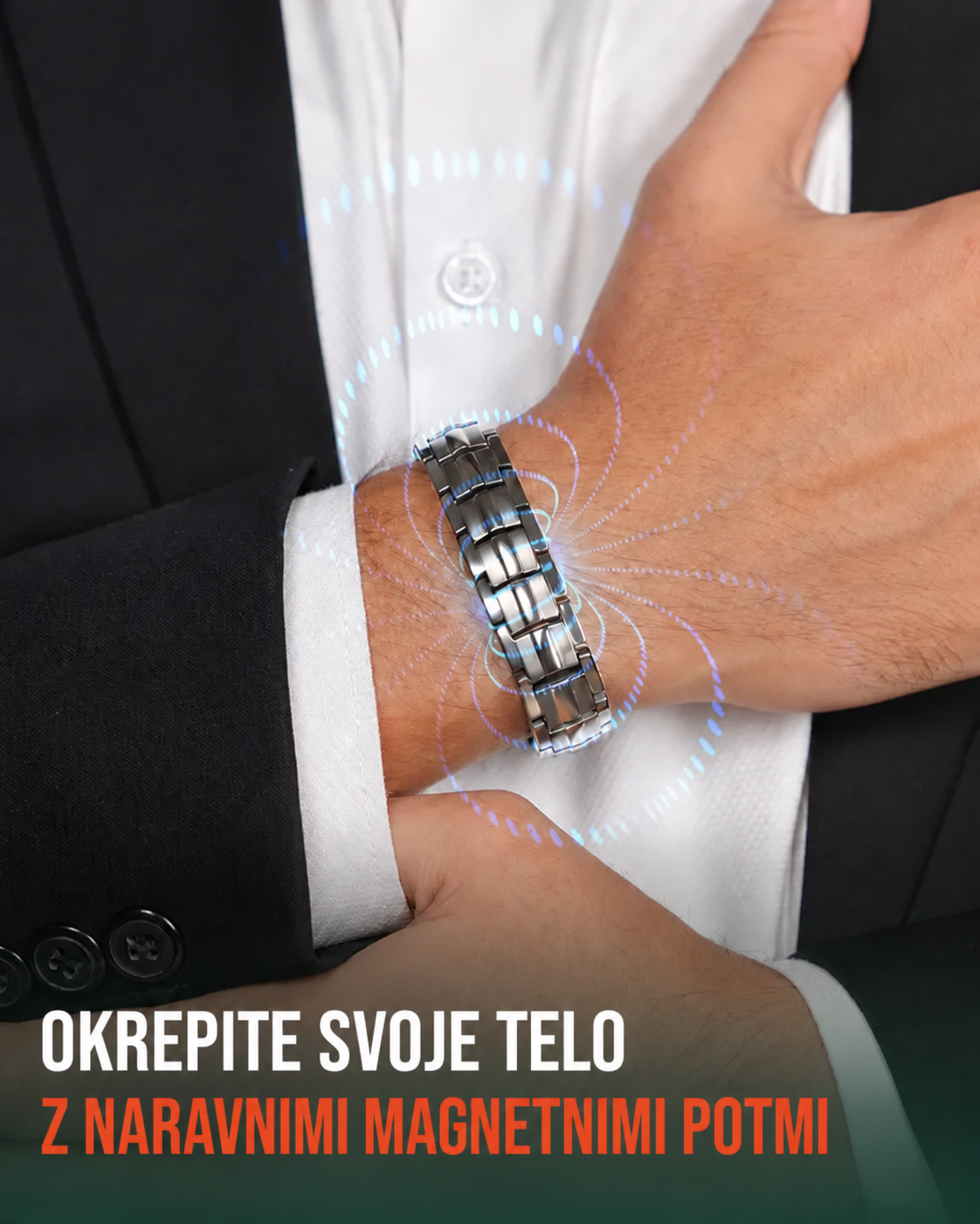 [Copy]MagnetRX® Pánský magnetický náramek – magnety o 5krát silnější než model EllipseMAX s intenzitou 5000 Gaussů – americký design a patentovaný systém – prémiový titanový pánský magnetický náramek s nastavitelnou délkou
