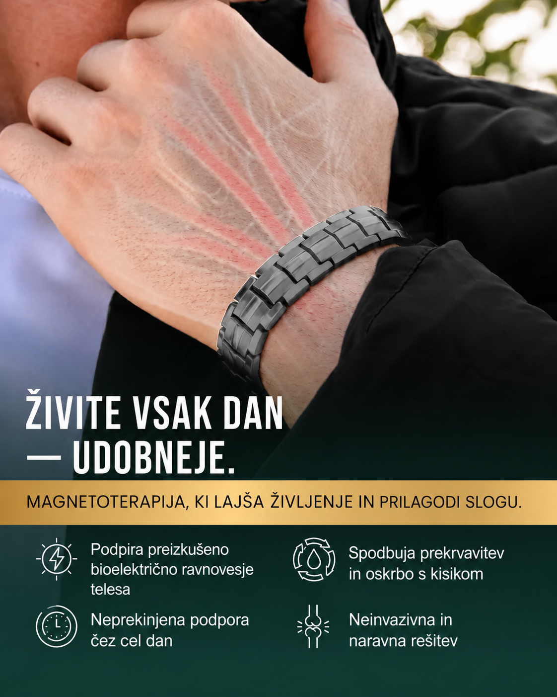 [Copy]MagnetRX® Pánský magnetický náramek – magnety o 5krát silnější než model EllipseMAX s intenzitou 5000 Gaussů – americký design a patentovaný systém – prémiový titanový pánský magnetický náramek s nastavitelnou délkou
