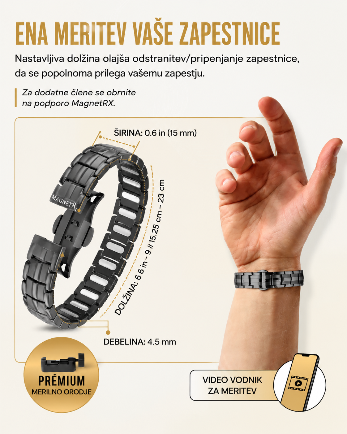 [Copy]MagnetRX® Pánský magnetický náramek – magnety o 5krát silnější než model EllipseMAX s intenzitou 5000 Gaussů – americký design a patentovaný systém – prémiový titanový pánský magnetický náramek s nastavitelnou délkou