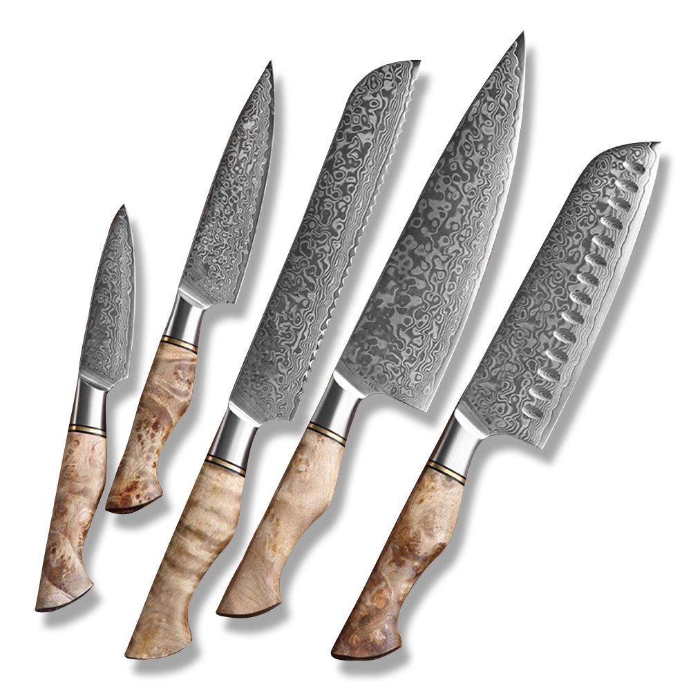 Set de 5 cuțite de bucătar Raindrop Damasc