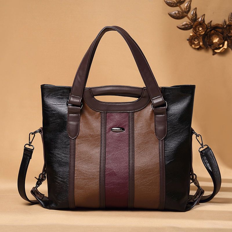 🎁 ¡Descuento del 48% en todos los productos!LujoEspléndido🌟💼Bolso De Mano De Cuero Genuino De Lujo Con Costuras De Bloques De Color, Bolso Bandolera Vintage Para Mujeres