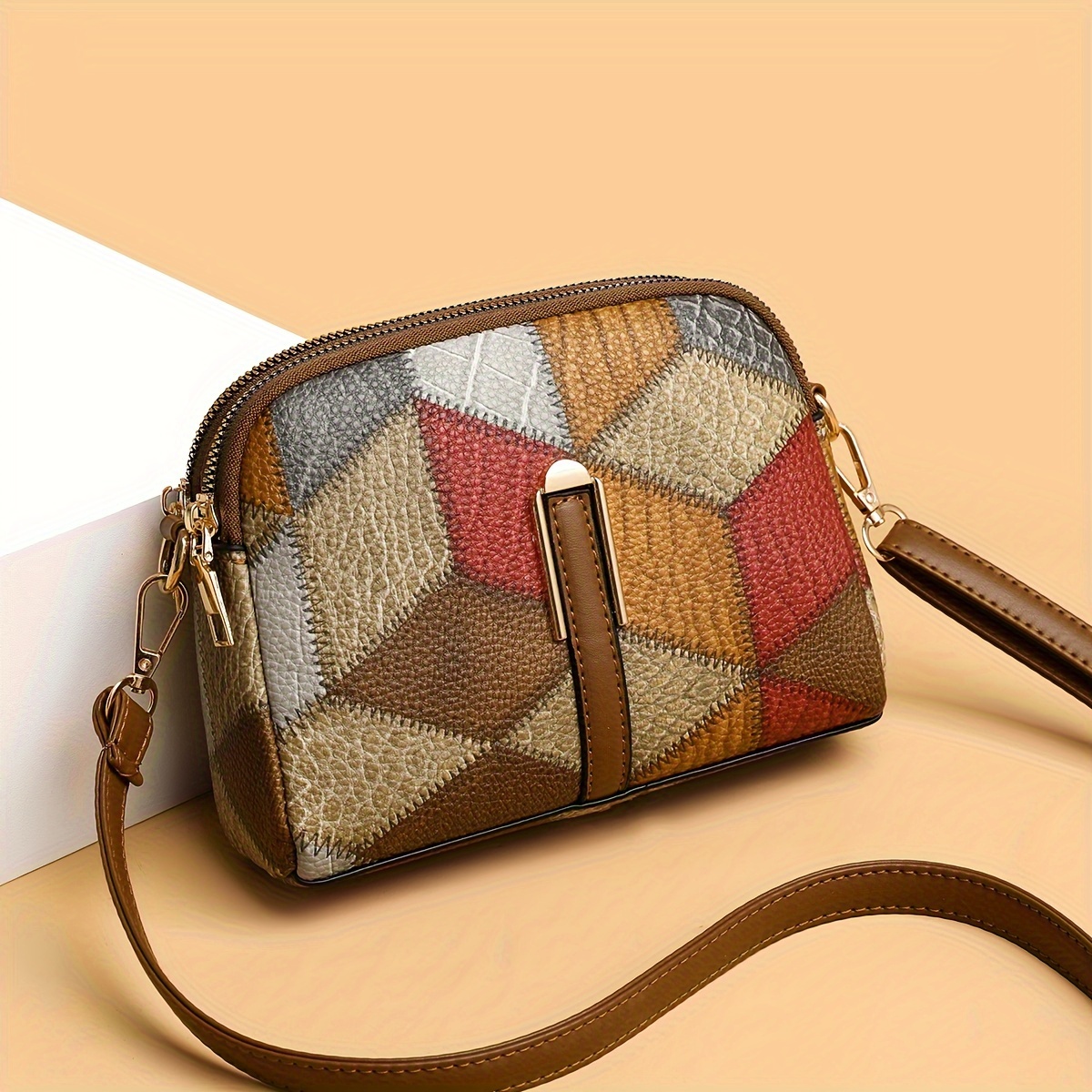 🎁 ¡Descuento del 48% en todos los productos!LujoEspléndido🌟💼Bolso de hombro de moda con patrón de rombos retro, bolso de mano de color bloque mini para mujeres