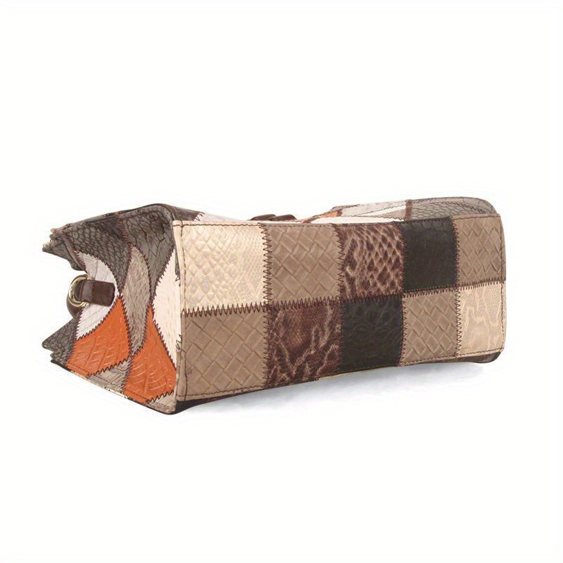 🎁 ¡Descuento del 48% en todos los productos!LujoEspléndido🌟💼Bolso de mano de cuero genuino retro, bolso de mano con costuras de bloques de color, bolso cruzado con patrón de rombos para mujeres