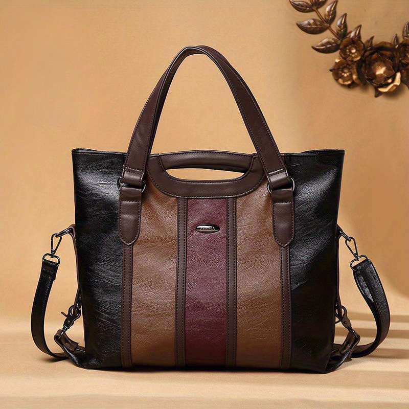 🎁 ¡Descuento del 48% en todos los productos!LujoEspléndido🌟💼Bolso De Mano De Cuero Genuino De Lujo Con Costuras De Bloques De Color, Bolso Bandolera Vintage Para Mujeres