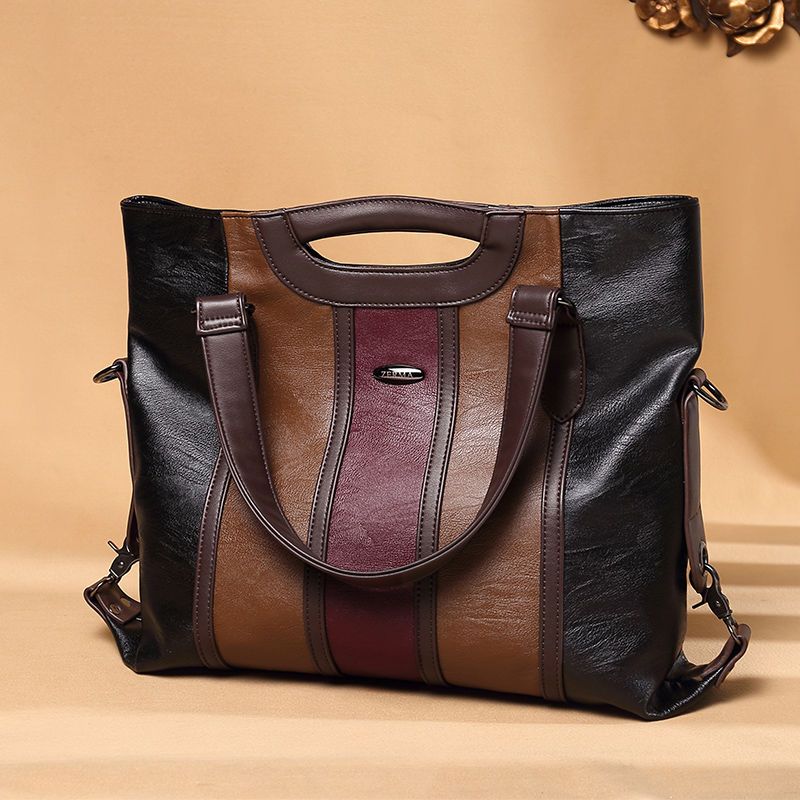 🎁 ¡Descuento del 48% en todos los productos!LujoEspléndido🌟💼Bolso De Mano De Cuero Genuino De Lujo Con Costuras De Bloques De Color, Bolso Bandolera Vintage Para Mujeres