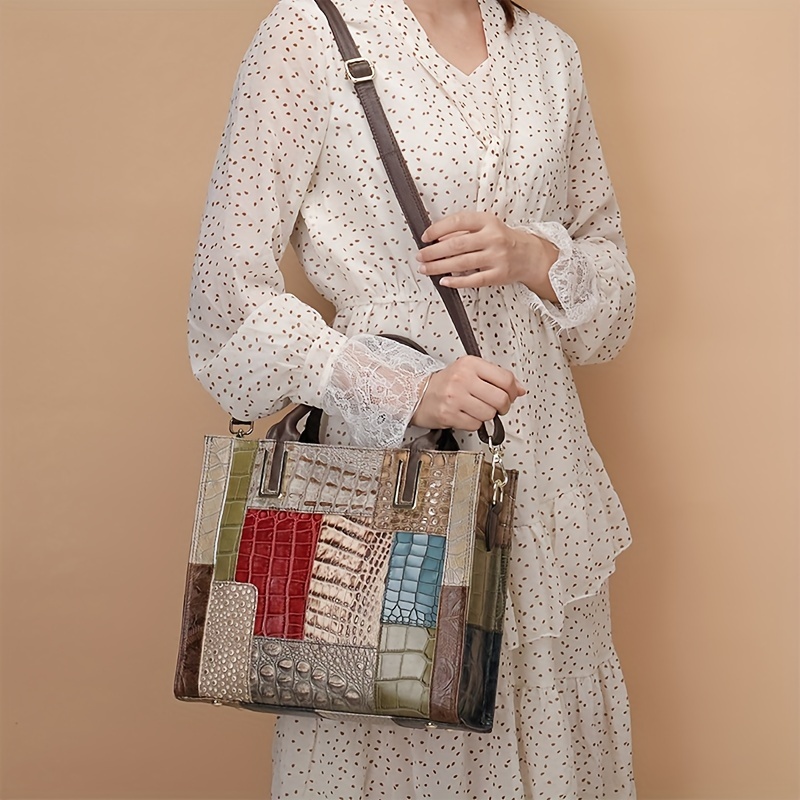 🎁 ¡Descuento del 48% en todos los productos!LujoEspléndido🌟💼Bolso de mano de parches aleatorios vintage, bolso de hombro de estilo étnico cuadrado de gran capacidad, bolso de almacenamiento perfecto para viajes y uso diario