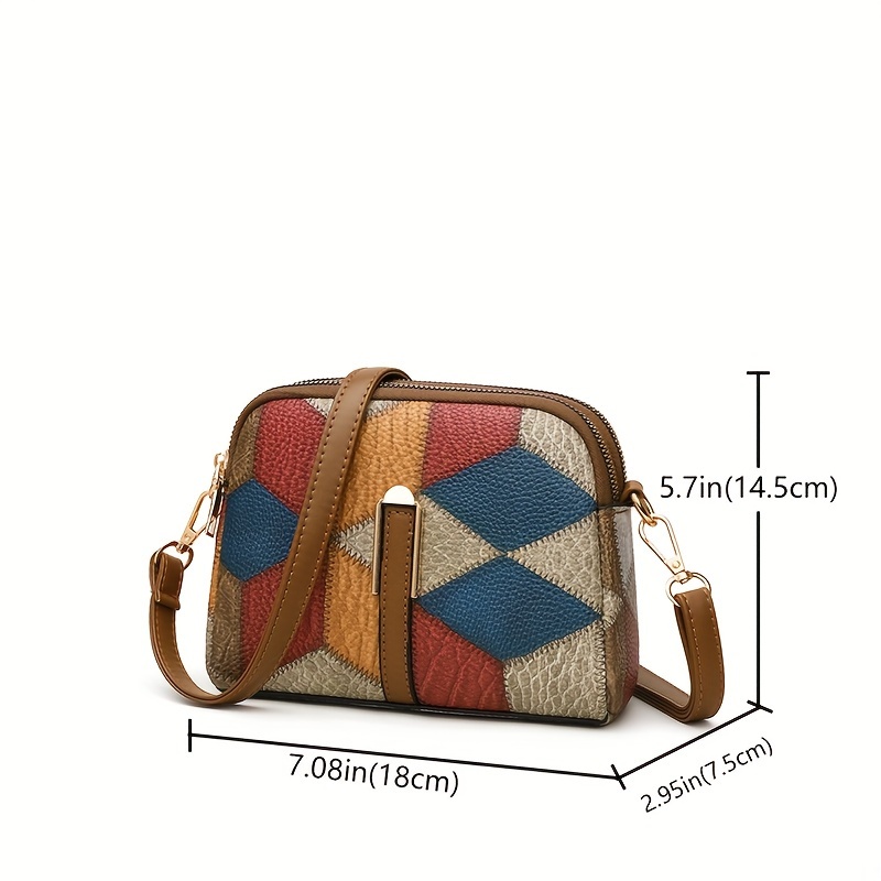 🎁 ¡Descuento del 48% en todos los productos!LujoEspléndido🌟💼Bolso de hombro de moda con patrón de rombos retro, bolso de mano de color bloque mini para mujeres