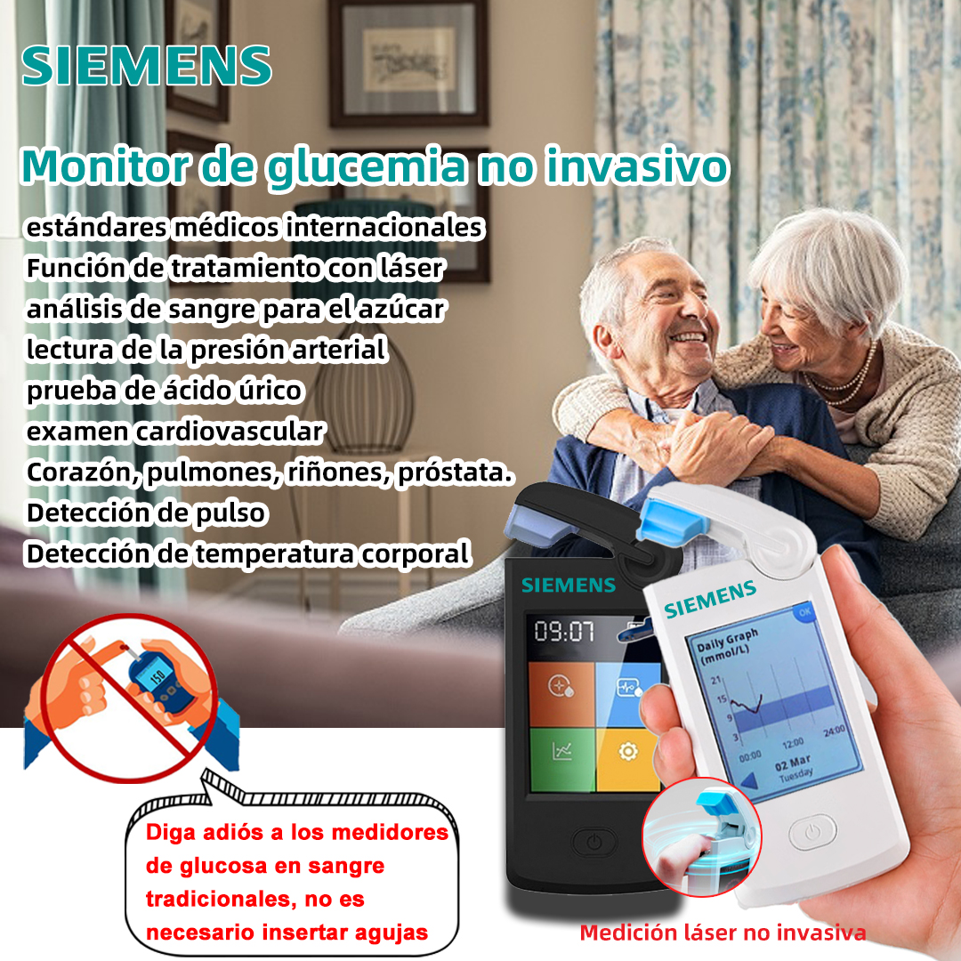 Medidor de glucosa en sangre no invasivo e indoloro Siemens, examen físico completo con un solo clic