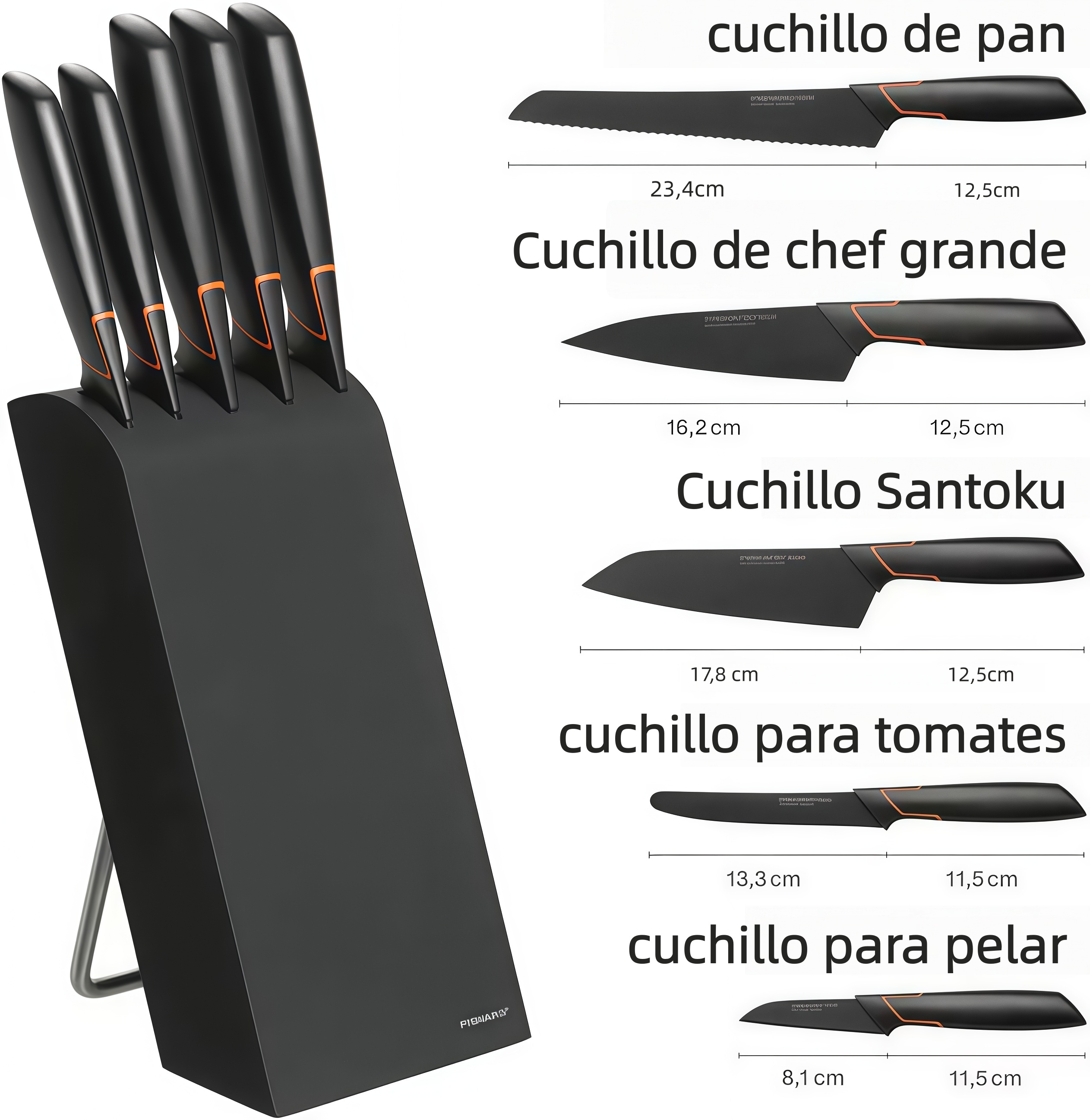 ✨ Limitált kiadású készlet: Elegáns késblokk öt kést és egy késélezőt tartalmaz. Emberi formatervezésű konyhai segítő