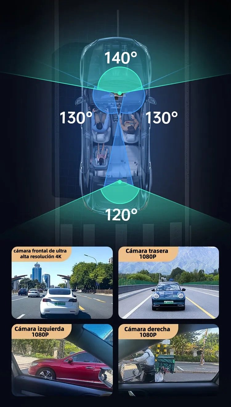 Cámara para coche Garmin G980 con IA y control por voz, cuatro cámaras, vista panorámica de 360°, visión nocturna 4K Ultra HD y seguimiento GPS