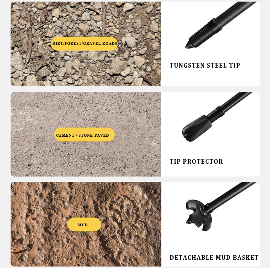 100% Ultralight Carbon Fiber Trekking Sticks,Foldable,Adjustable Hiking Poles with Quick Lock & Anti-Shock Moisture-Wicking EVA Hanle