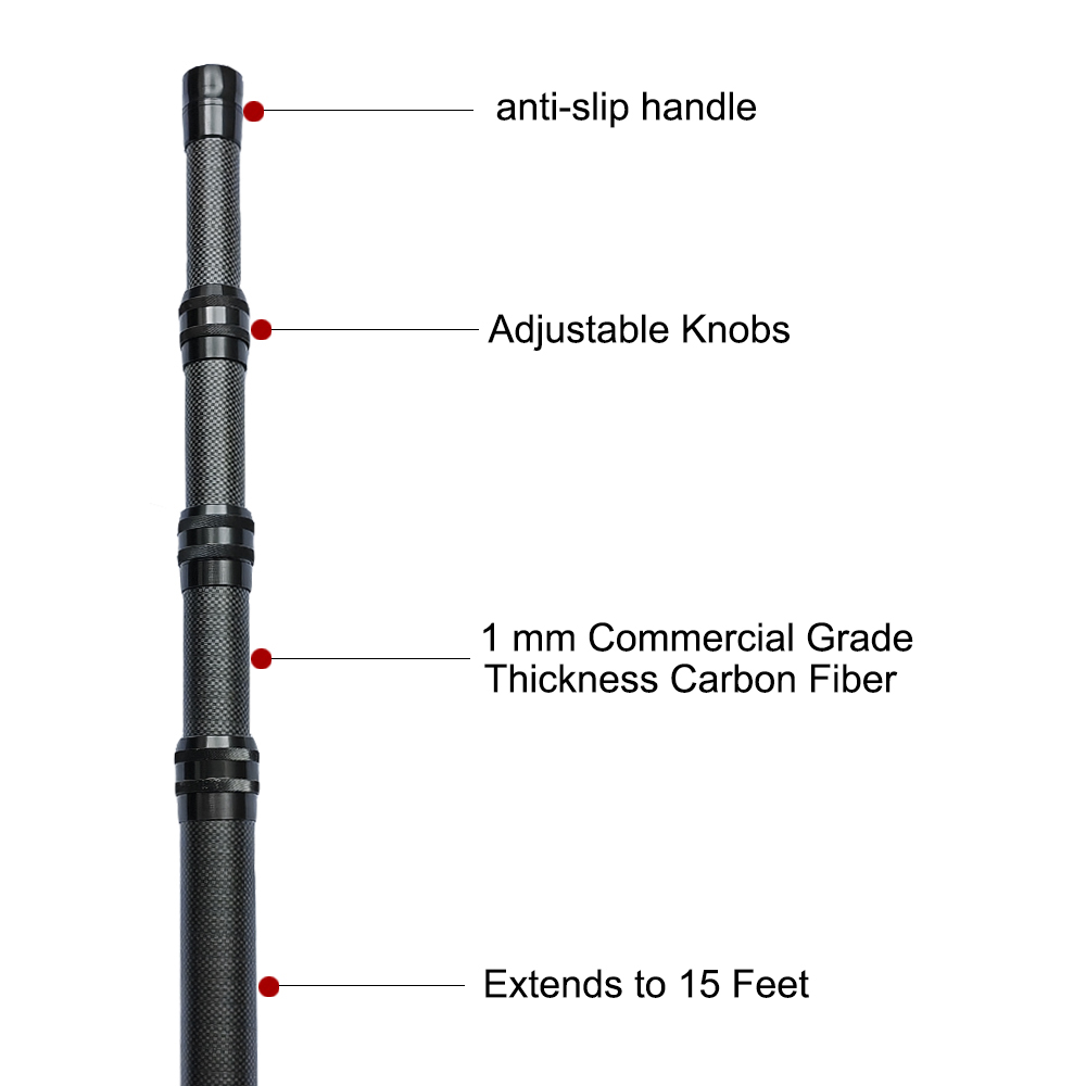 Premium 12 FT Carbon Fiber Pool Pole Telescopic 3.7 to 12 FT Adjustable Pool Cleaning Pole