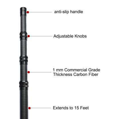 Premium 12 FT Carbon Fiber Pool Pole Telescopic 3.7 to 12 FT Adjustable Pool Cleaning Pole