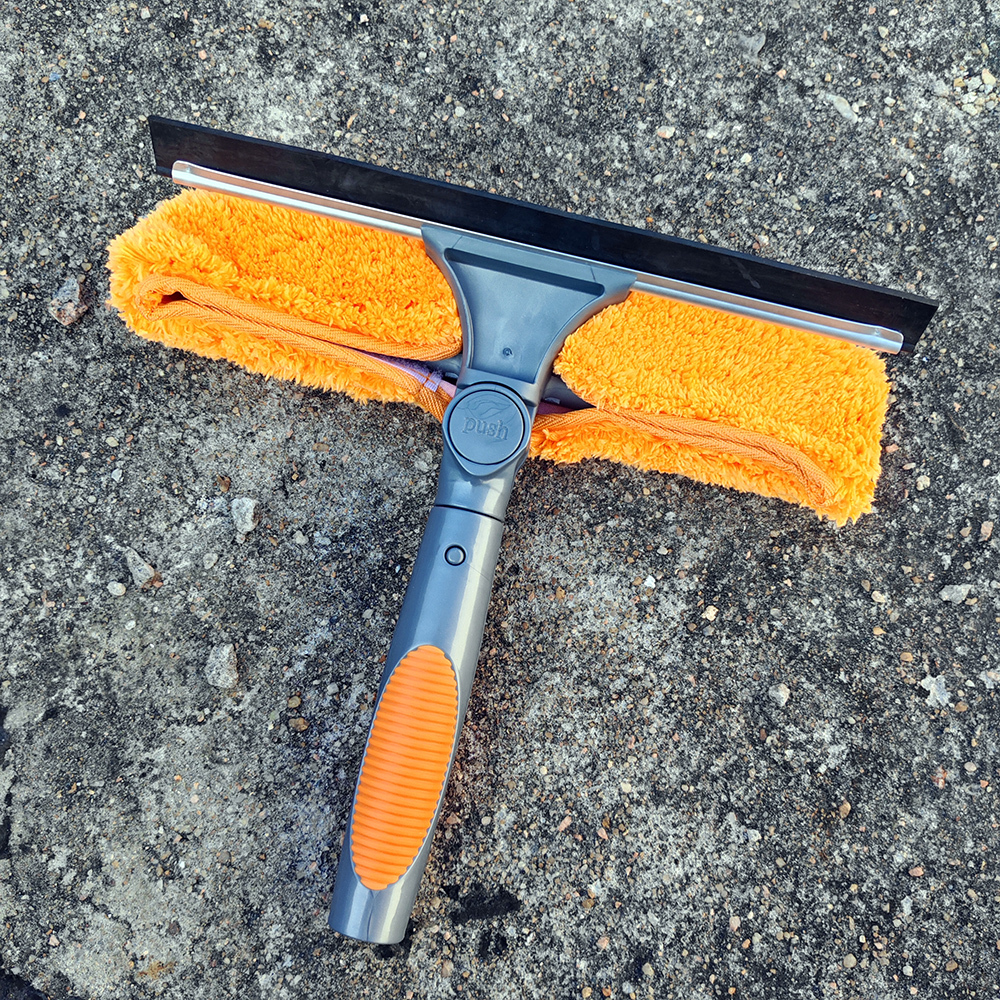 Carbon Fiber Telescoping Window Cleaning Pole with 2-in-1 Squeegee & Scrubber Kit