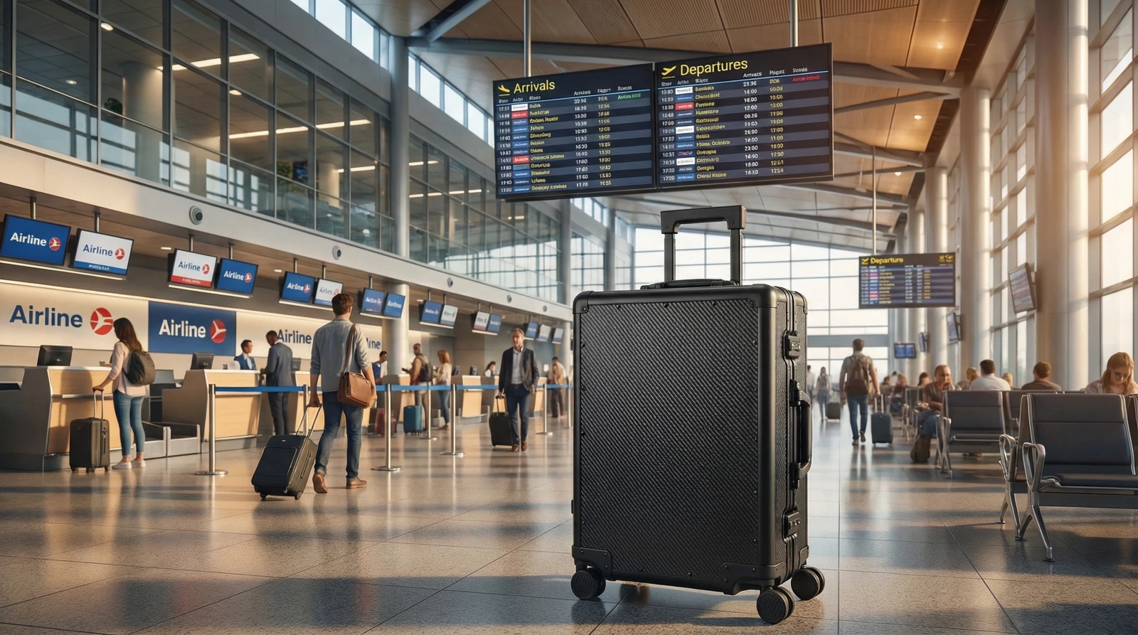 24 Inch Carbon Fiber Checked Luggage &ndash; Lightweight Hard Shell Suitcase with TSA Lock & Spinner Wheels