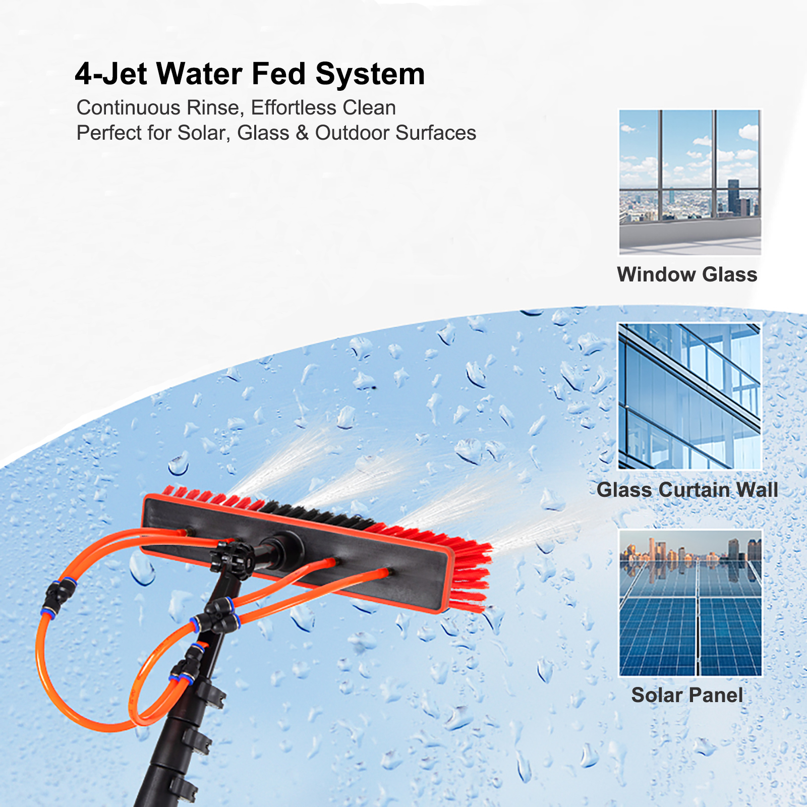 30 FT Reach Carbon Fiber Water Fed Solar Panel & Window Cleaning Pole Kit