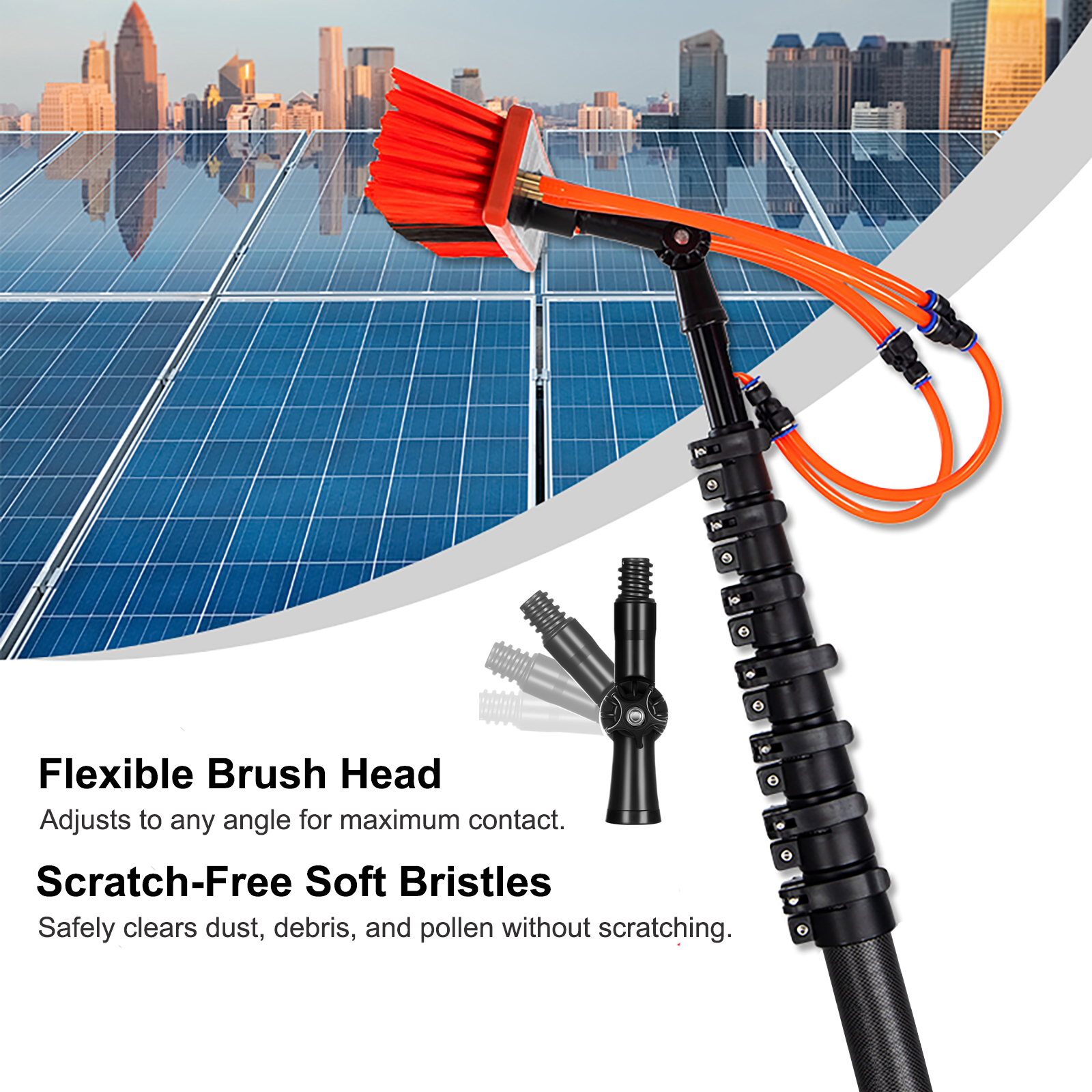30 FT Reach Carbon Fiber Water Fed Solar Panel & Window Cleaning Pole Kit