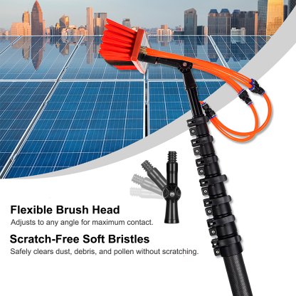 30 FT Reach Carbon Fiber Water Fed Solar Panel & Window Cleaning Pole Kit