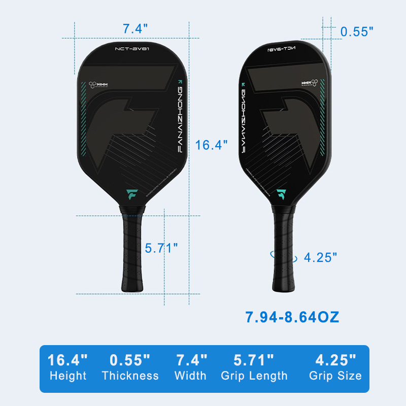 Silent Carbon Fiber Pickleball Paddle with 14mm NCT-BV81 Core