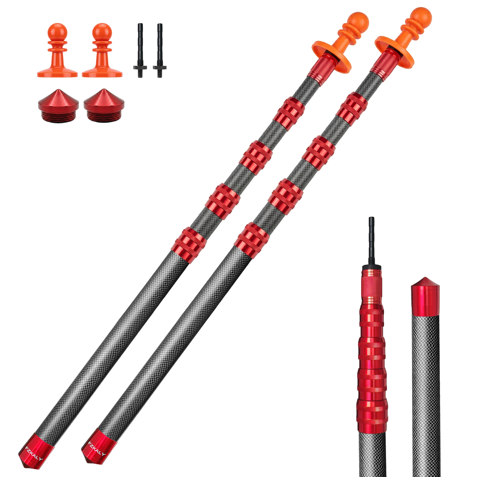 6.9 FT Carbon Fiber Telescoping Tarp Poles - 2 Pack