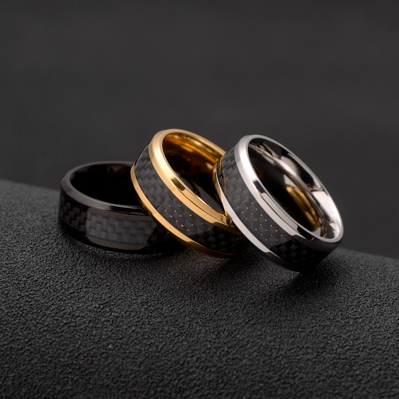 8mm Real Carbon Fiber Inlay Ring