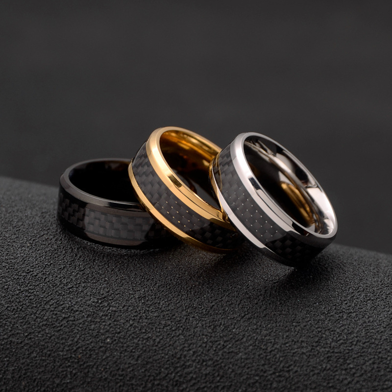 8mm Real Carbon Fiber Inlay Ring