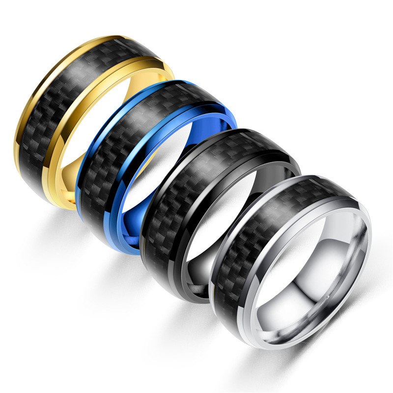 8mm Real Carbon Fiber Inlay Ring