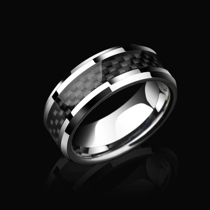 8mm Real Carbon Fiber Inlay Ring