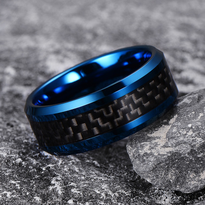 8mm Real Carbon Fiber Inlay Ring