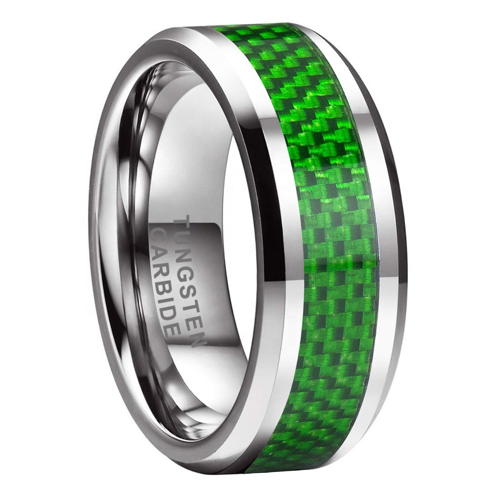 8mm Tungsten Carbide Ring with 5mm Carbon Fiber Inlay