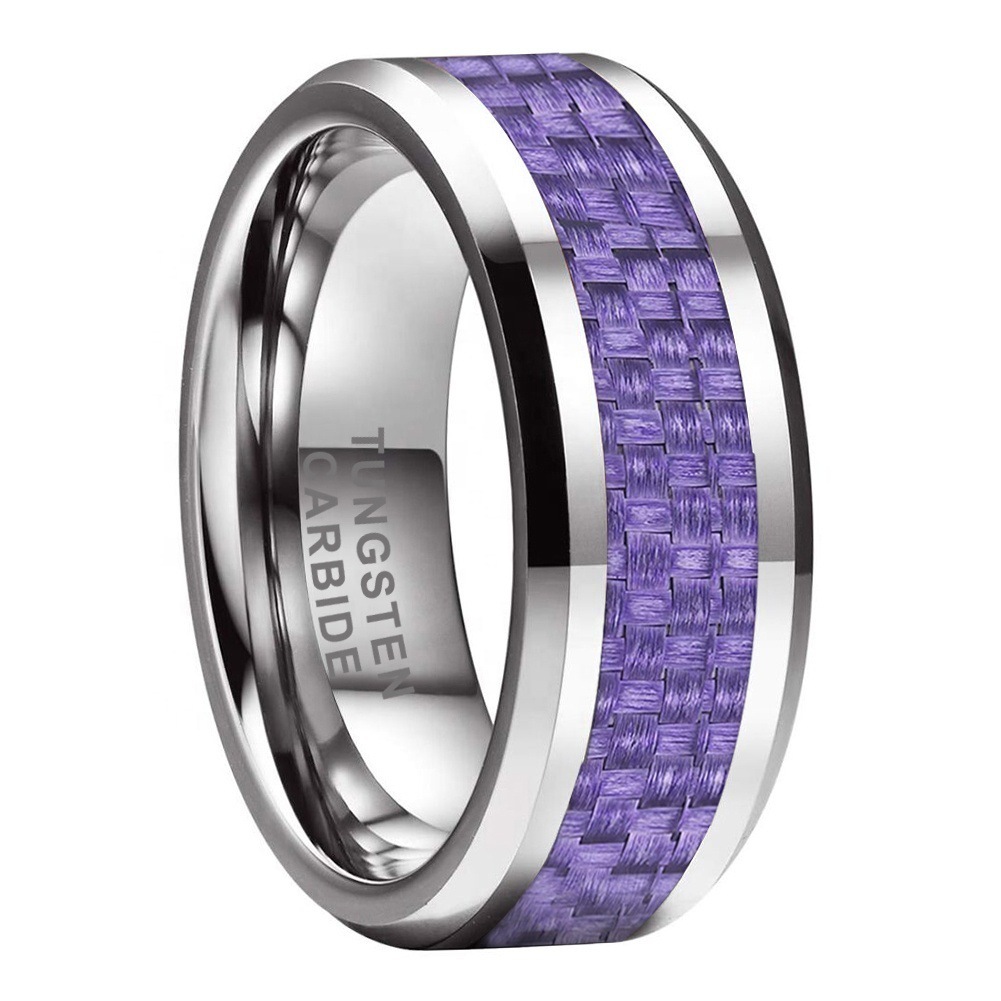 8mm Tungsten Carbide Ring with 5mm Carbon Fiber Inlay