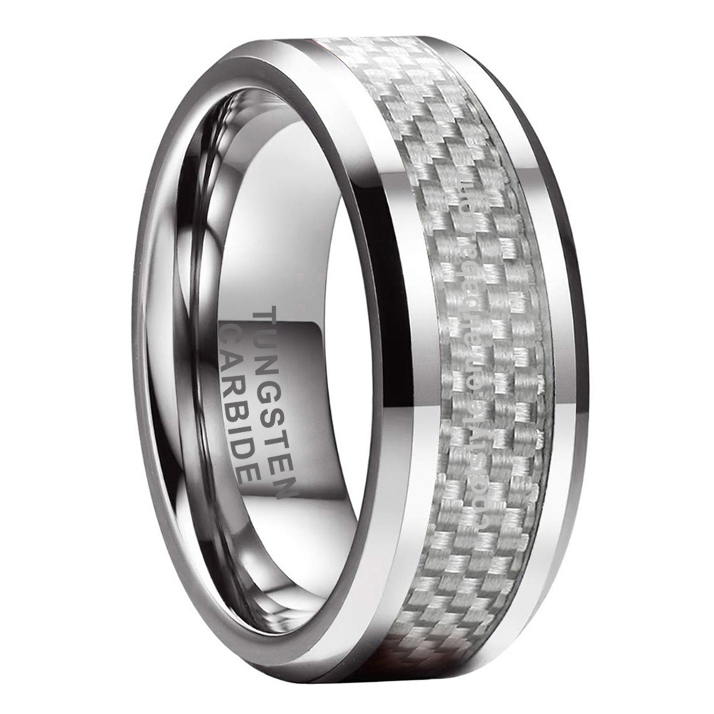 8mm Tungsten Carbide Ring with 5mm Carbon Fiber Inlay