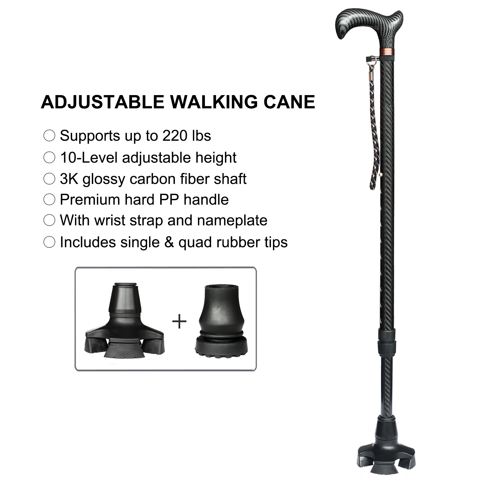 Carbon Fiber Adjustable Walking Cane