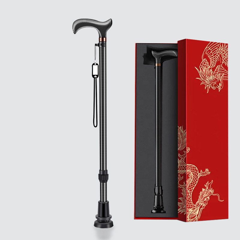 10-Level Adjustable Carbon Fiber Cane - Ultralight Walking Stick with Anti-Slip Rubber Tip