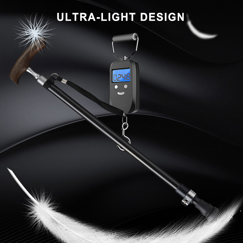 Adjustable Carbon Fiber Walking Cane with Ergonomic Wooden Handle