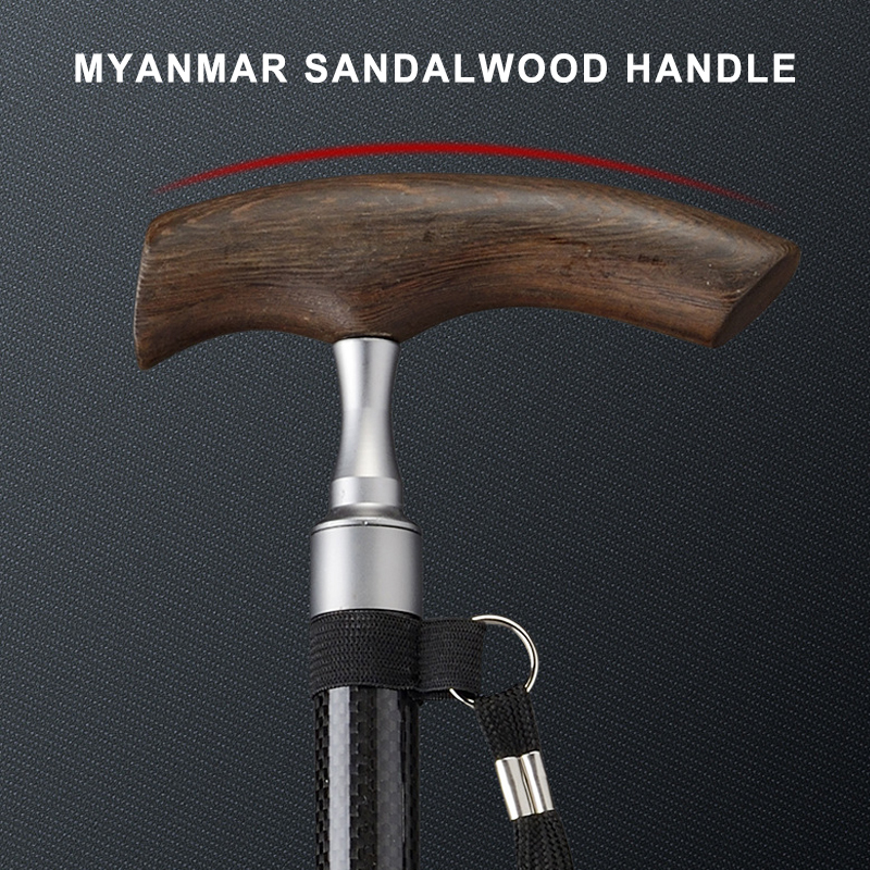 Adjustable Carbon Fiber Walking Cane with Ergonomic Wooden Handle