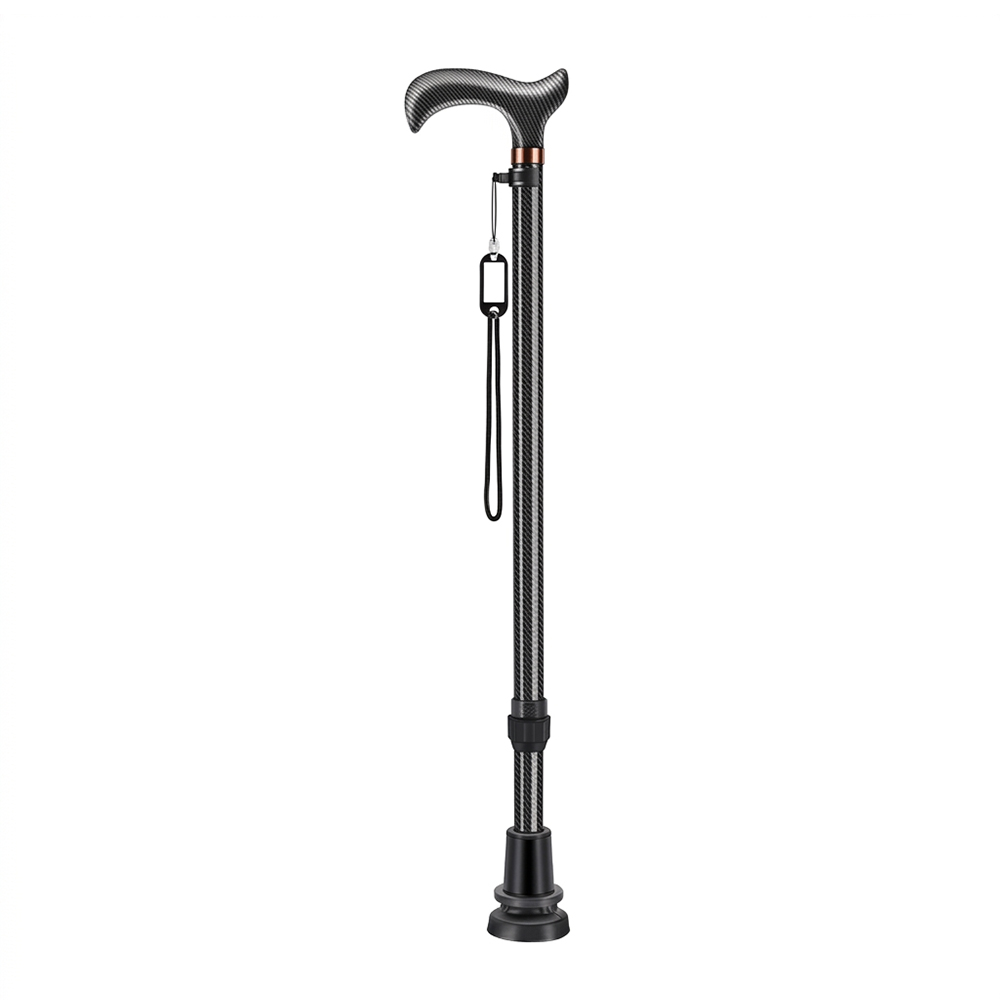 10-Level Adjustable Carbon Fiber Cane - Ultralight Walking Stick with Anti-Slip Rubber Tip