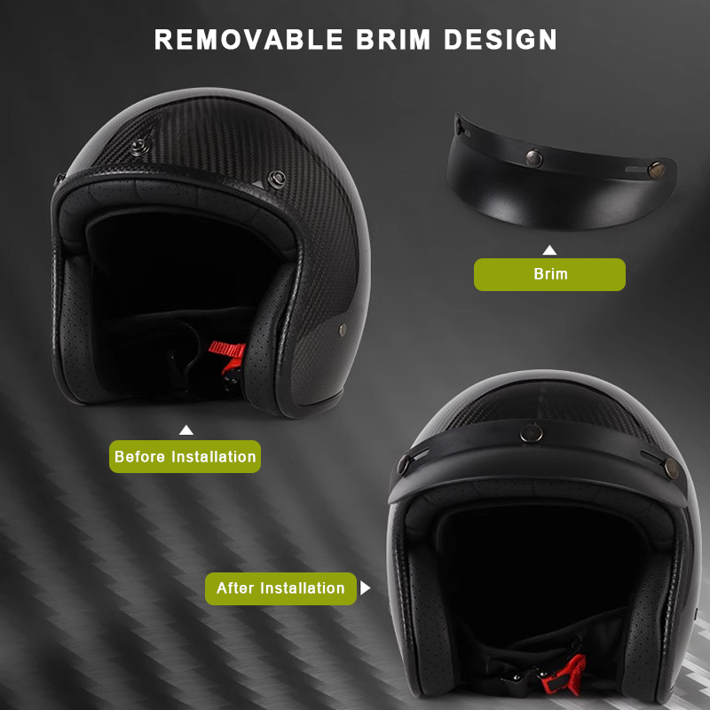 Carbon Fiber 3/4 Motorcycle Helmet