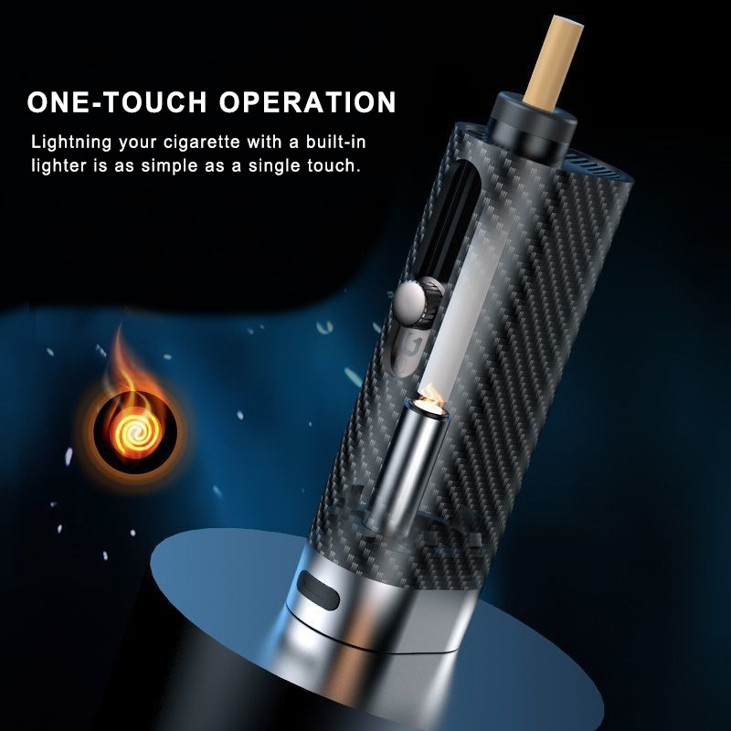 Carbon Fiber Car Ashtray Ash-free with Built-In Lighter 