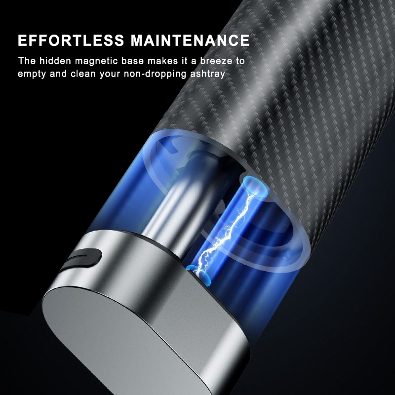 Carbon Fiber Car Ashtray Ash-free with Built-In Lighter 