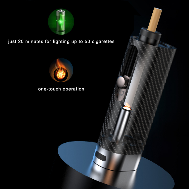 Carbon Fiber Car Ashtray Ash-free with Built-In Lighter 