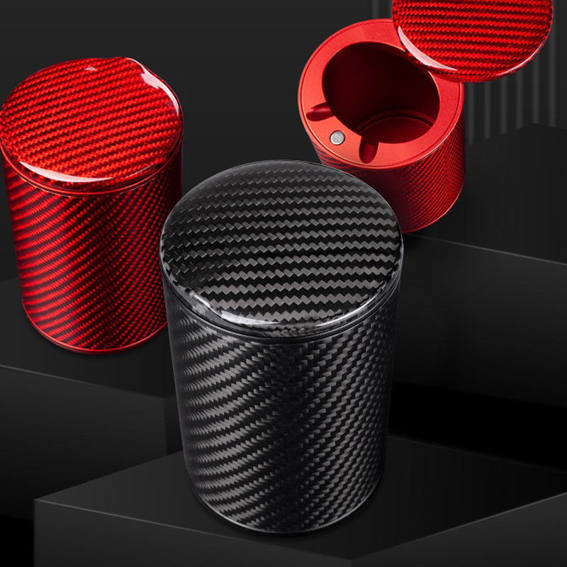 Carbon Fiber Car Ashtray with Lid 