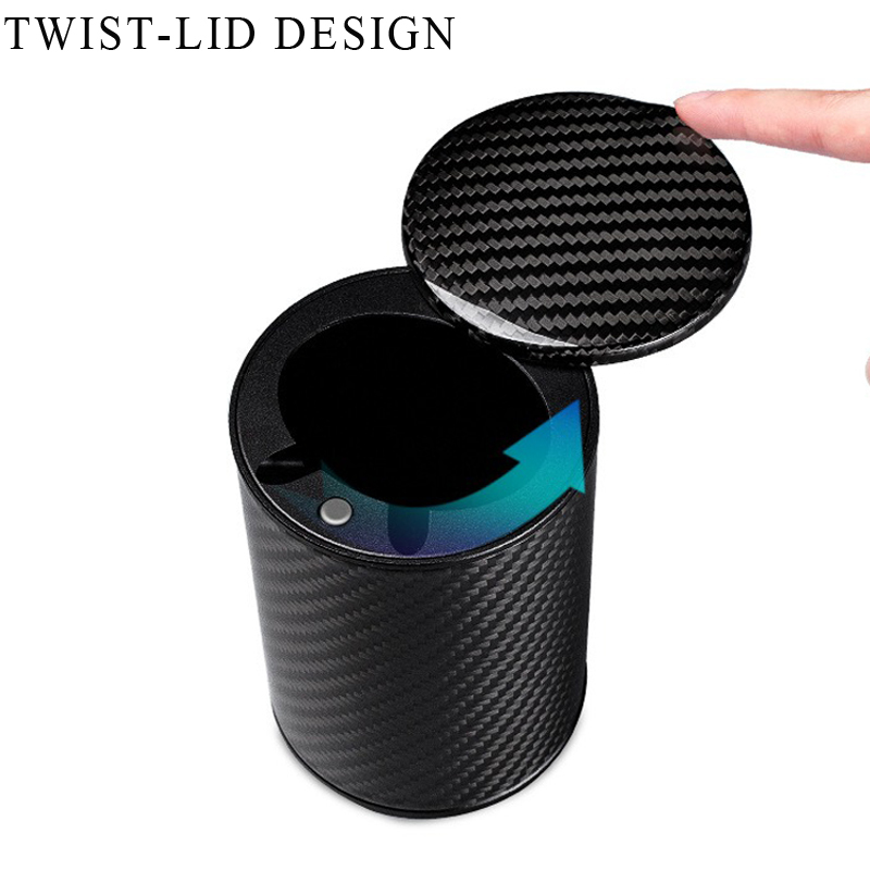 Carbon Fiber Car Ashtray with Lid 