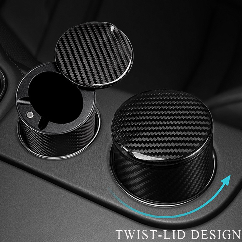 Carbon Fiber Car Ashtray with Lid 