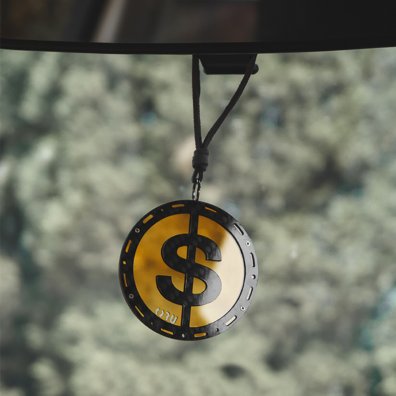 Carbon Fiber Coin Mirror Hanging Car Interior Accessory